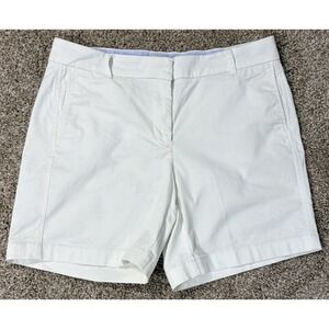 J.CREW Chino Shorts Women 10 White Classic Flat Front 100% Cotton H1453